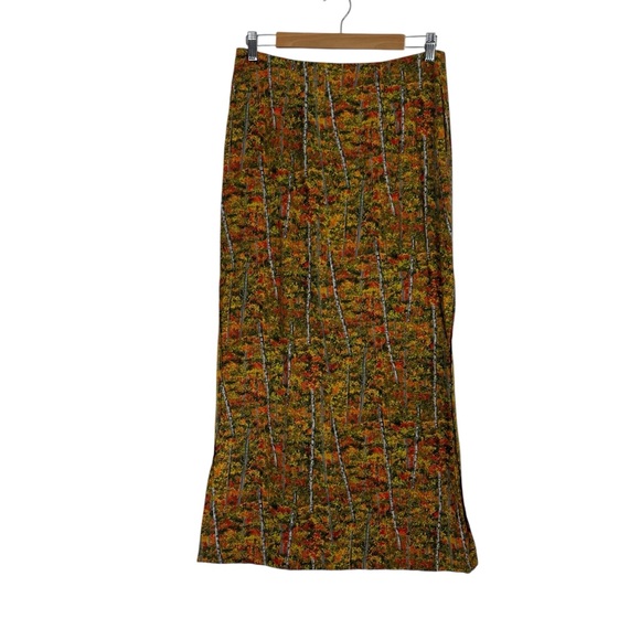 Vintage 90s/Y2K Hairspray Delia's Autumn Forest Tree Print Maxi Skirt Size 5 - Picture 1 of 10